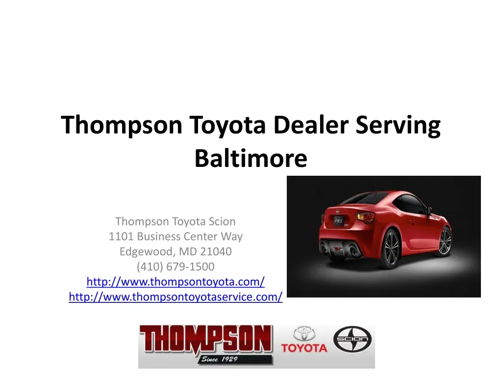 thompson toyota dealer serving baltimore n.