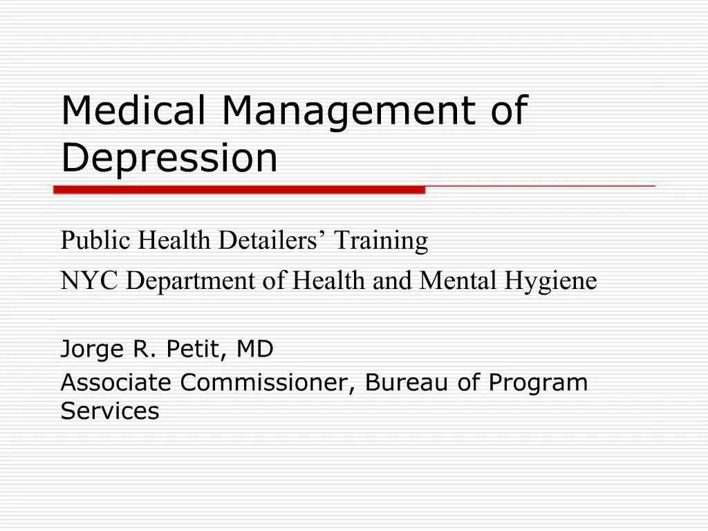 PPT - Medical Management Of Depression PowerPoint Presentation, Free ...