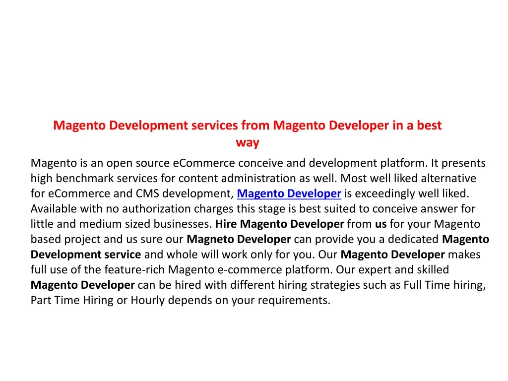 magento development services from magento developer in a best way n.