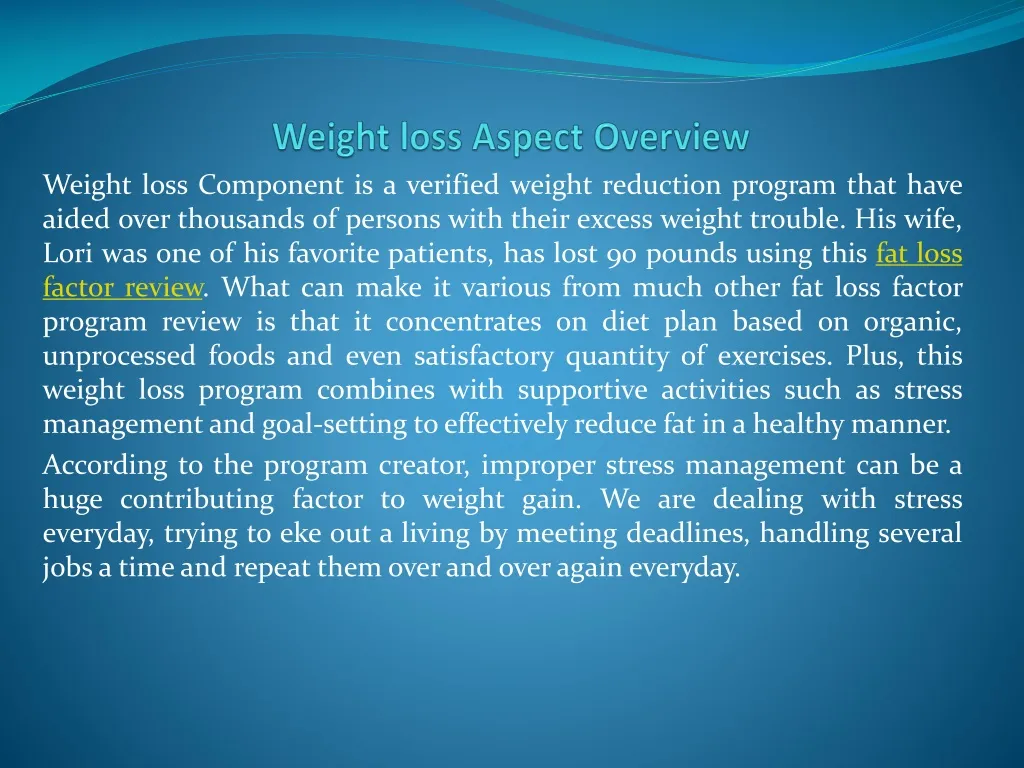 weight loss aspect overview n.