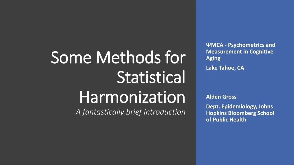 some methods for statistical harmonization a fantastically brief introduction n.