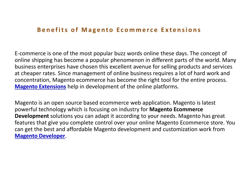benefits of magento ecommerce extensions n.