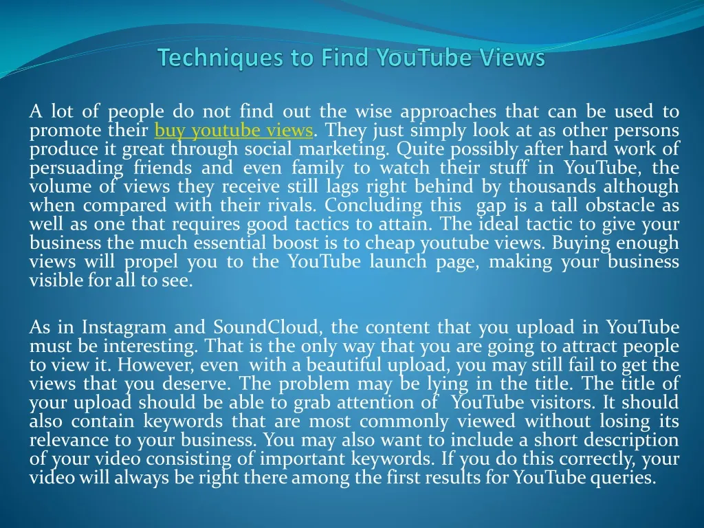 techniques to find youtube views n.