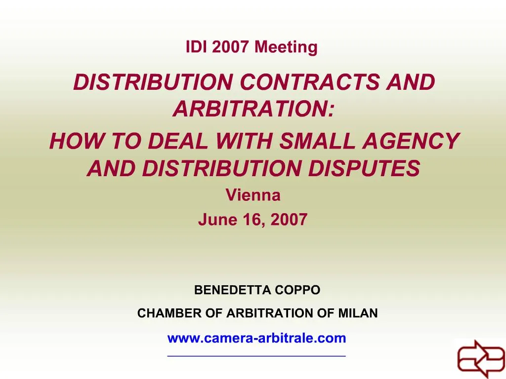 Ppt - Distribution Contracts And Arbitration: How To Deal With Small 