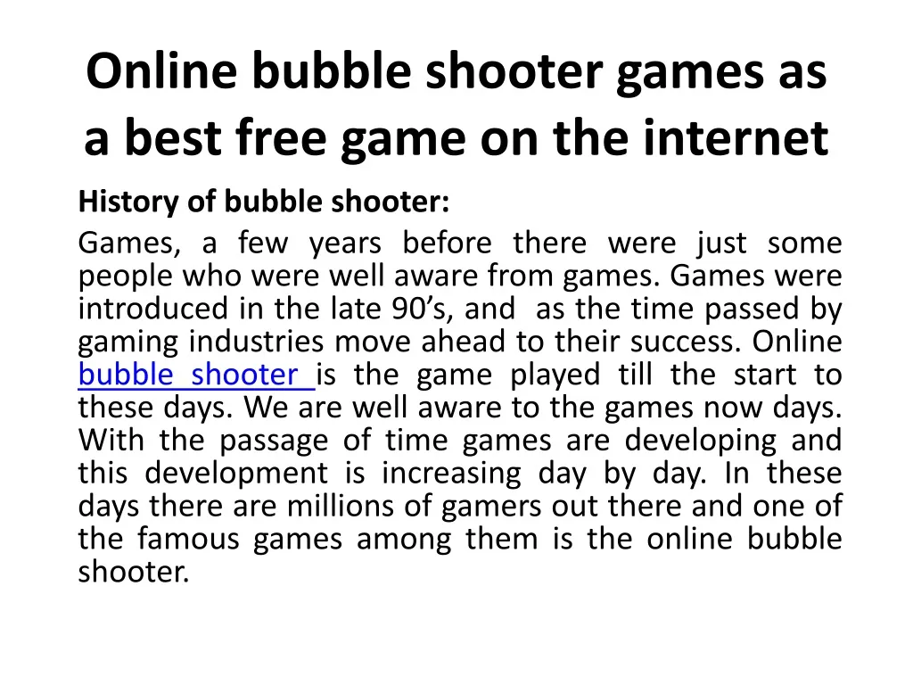 online bubble shooter games as a best free game on the internet n.