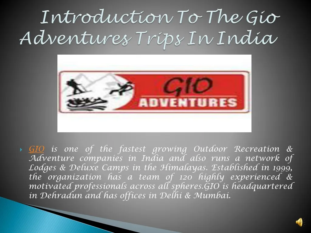 introduction to the gio adventures trips in india n.