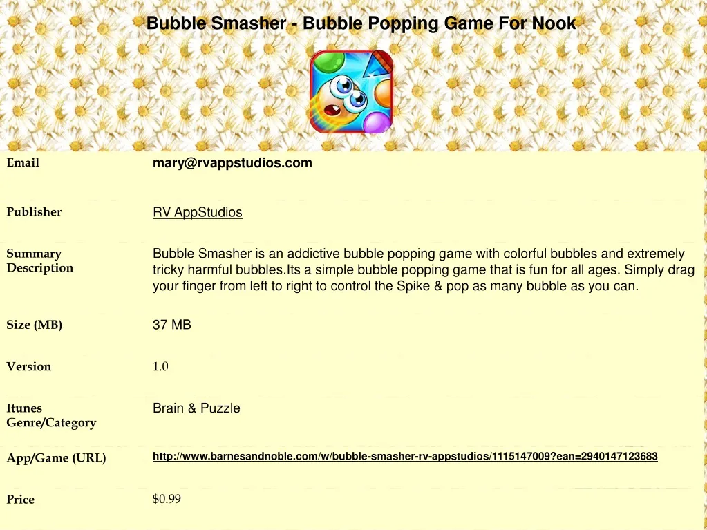 bubble smasher bubble popping game for nook n.