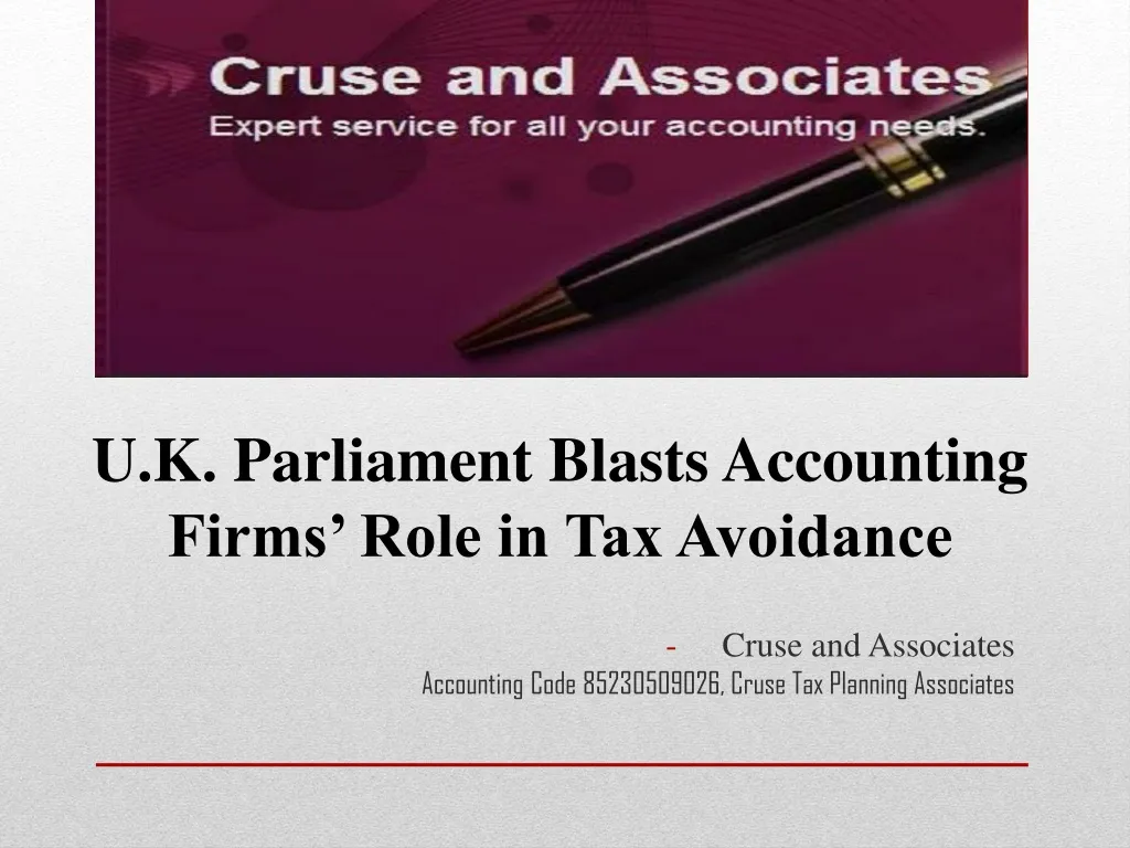 cruse and associates accounting code 85230509026 cruse tax planning associates n.