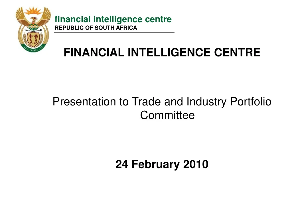 financial intelligence centre republic of south n.