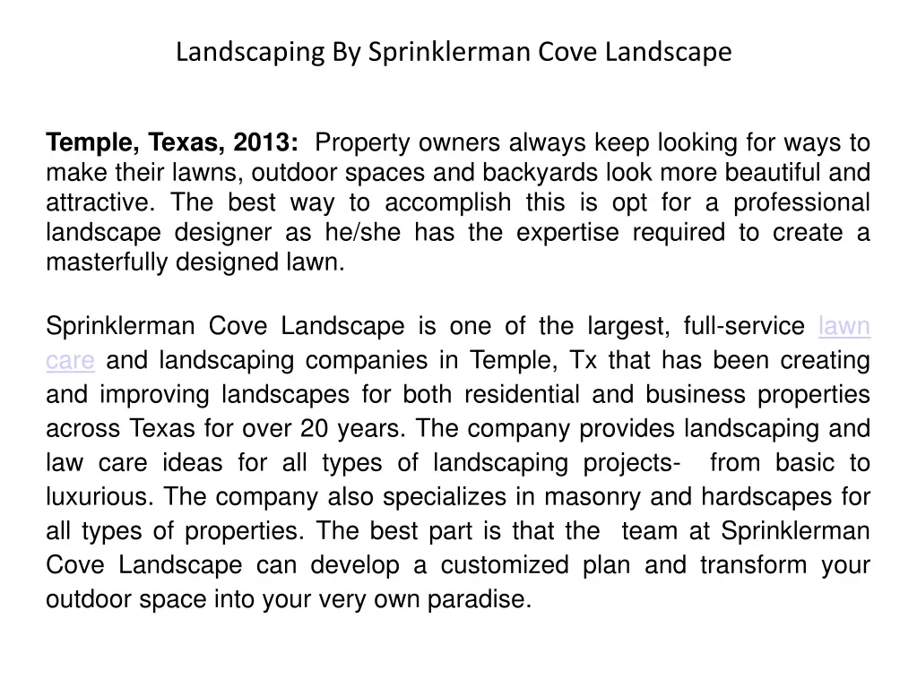 landscaping by sprinklerman cove landscape n.