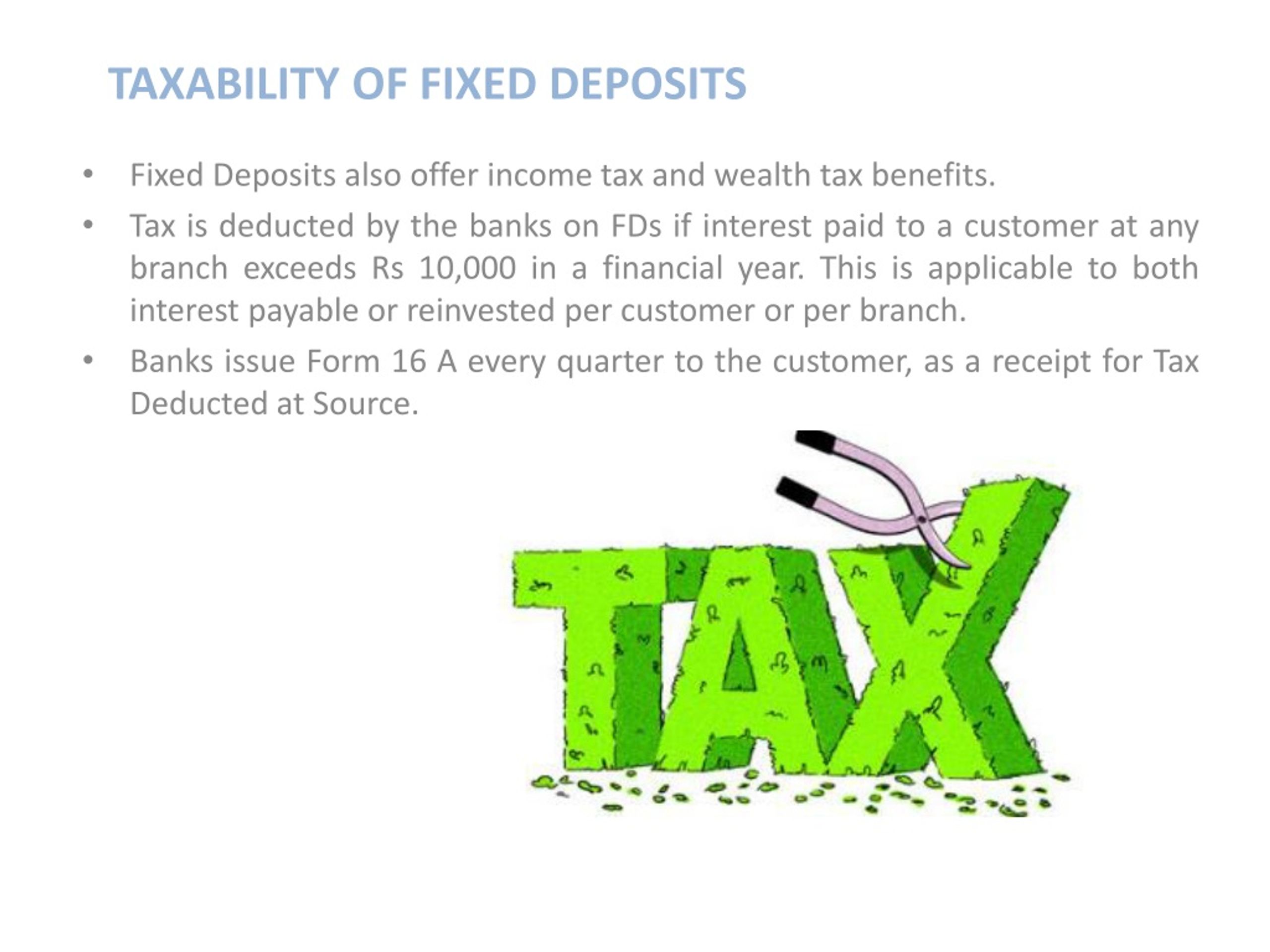 presentation of fixed deposit in financial statements