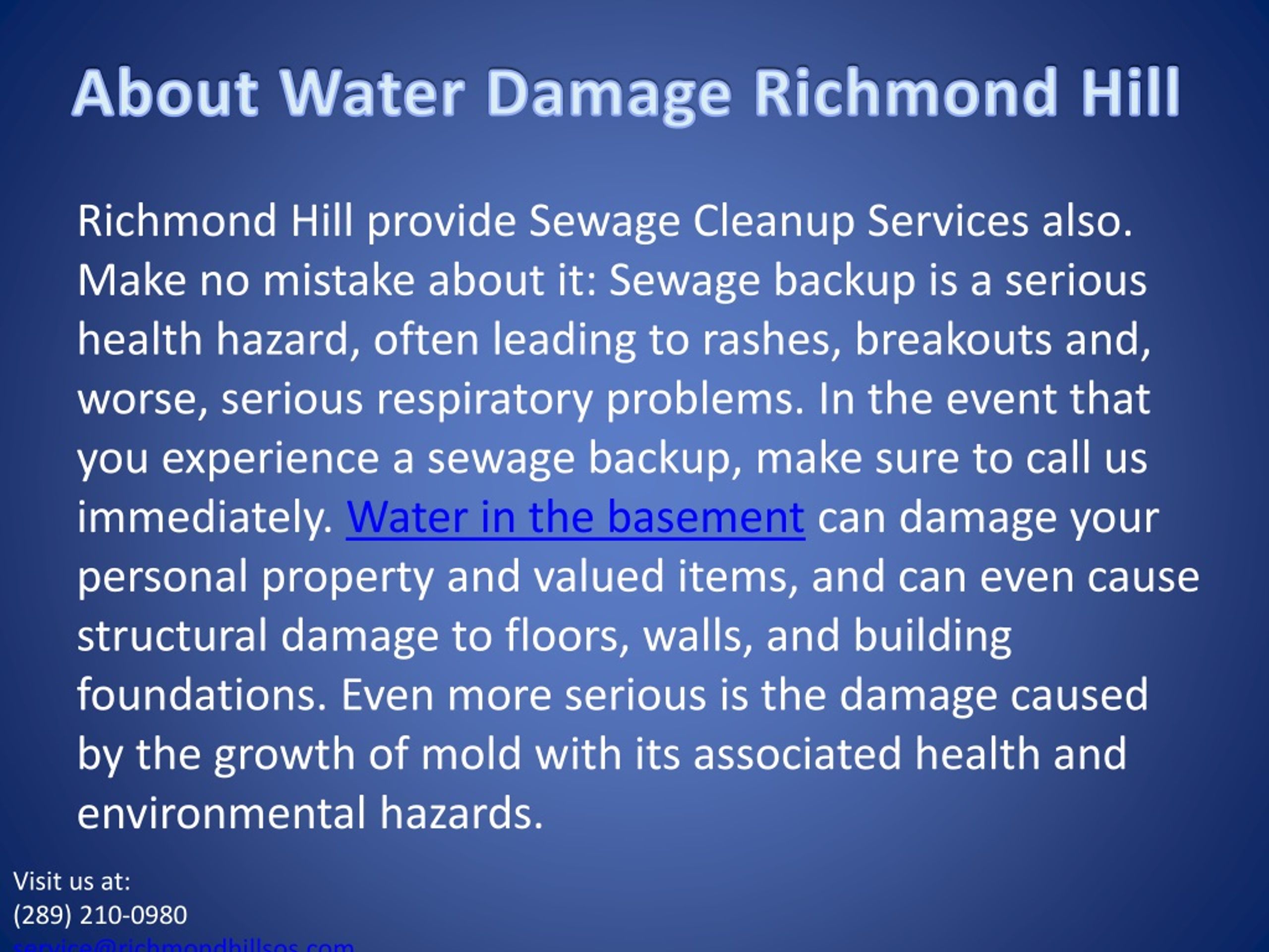 PPT water damage richmond hill PowerPoint Presentation, free download