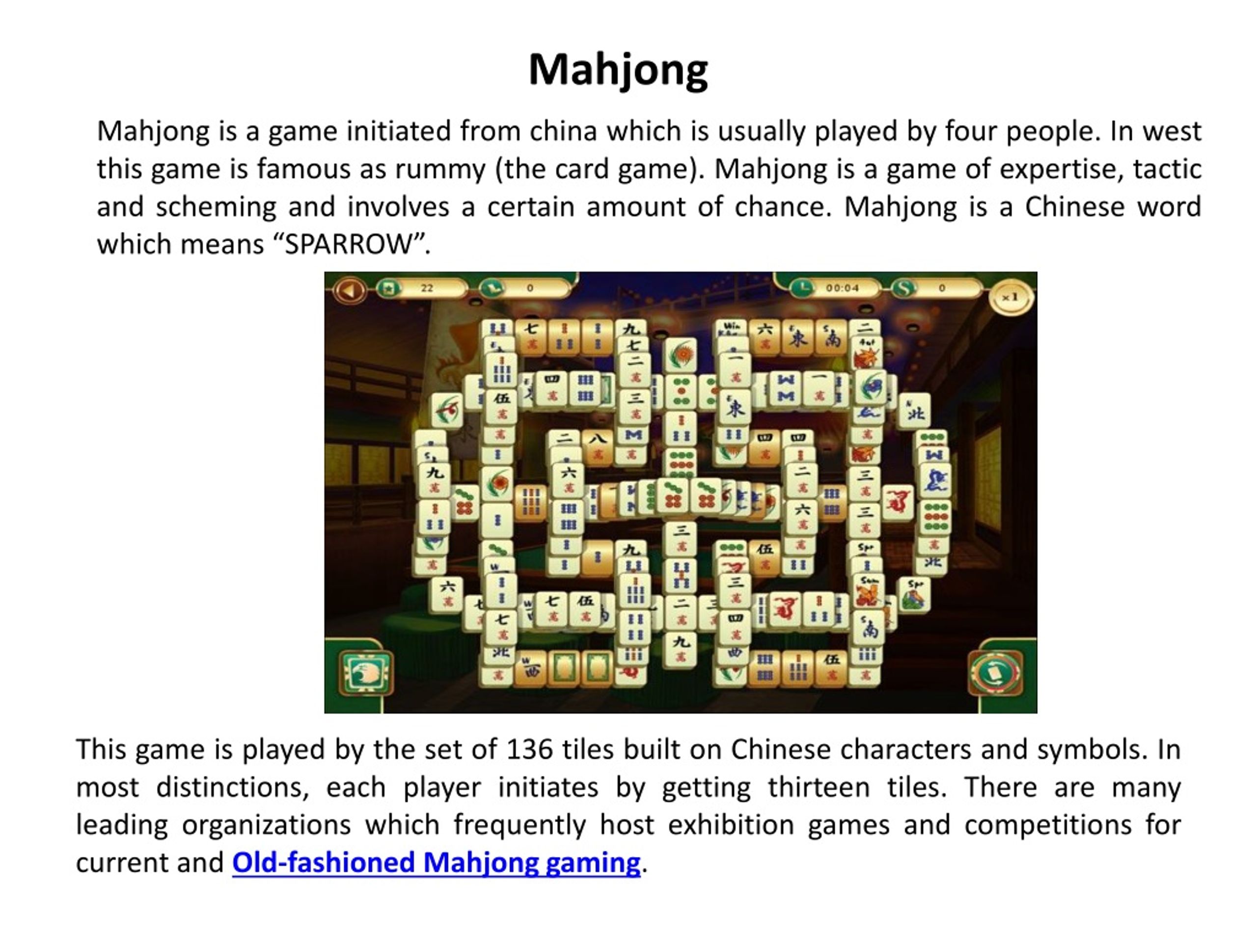 Mahjong Titans Screenshot  Mahjong, Games, Board game online