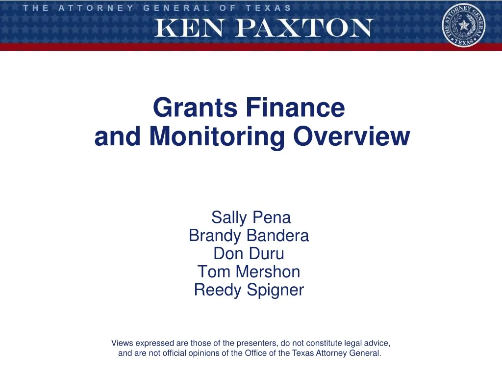 grants finance and monitoring overview sally pena brandy bandera don duru tom mershon reedy spigner n.