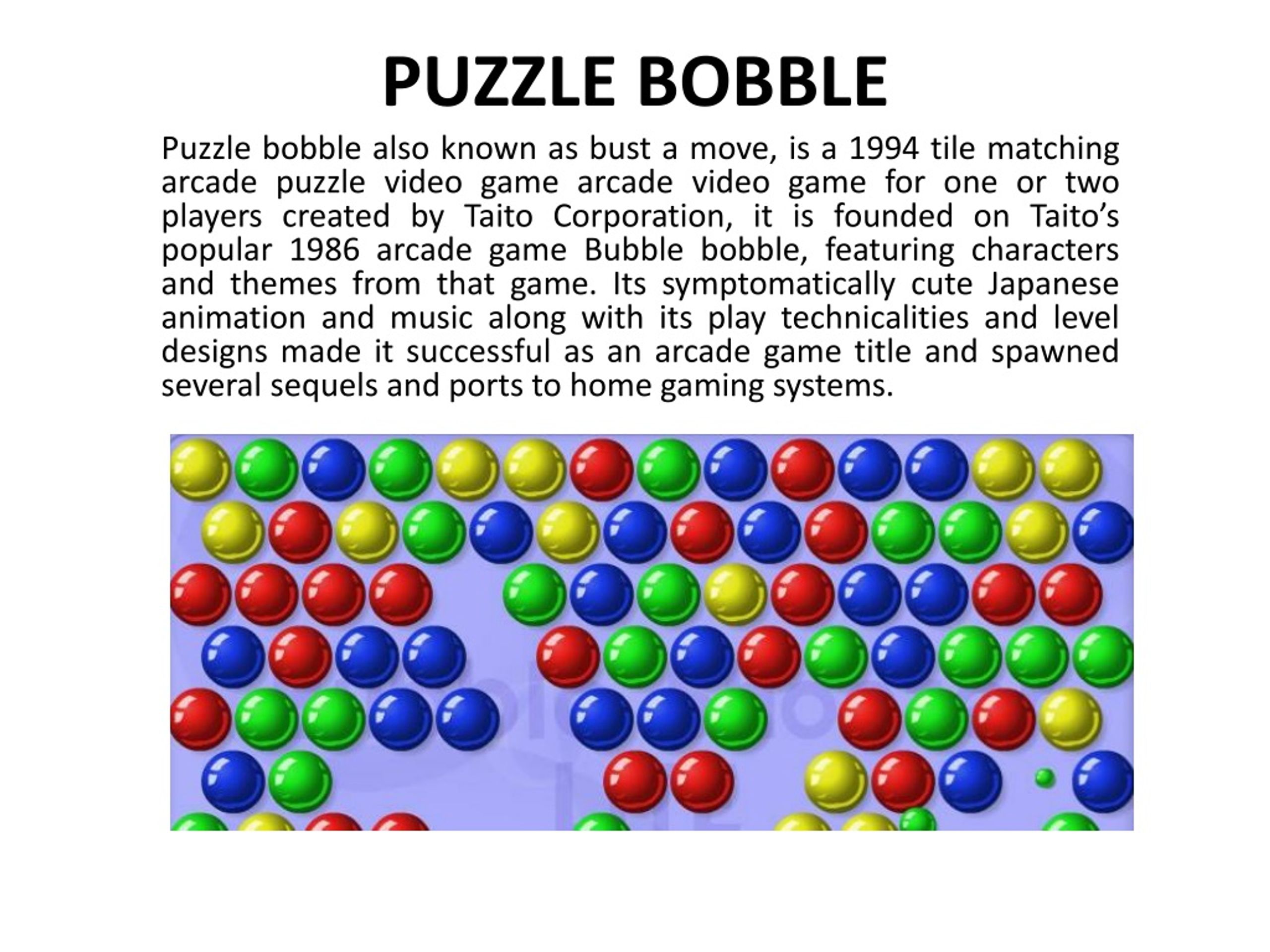 PPT - Puzzle Bubble Shooter Video Game PowerPoint Presentation, free download