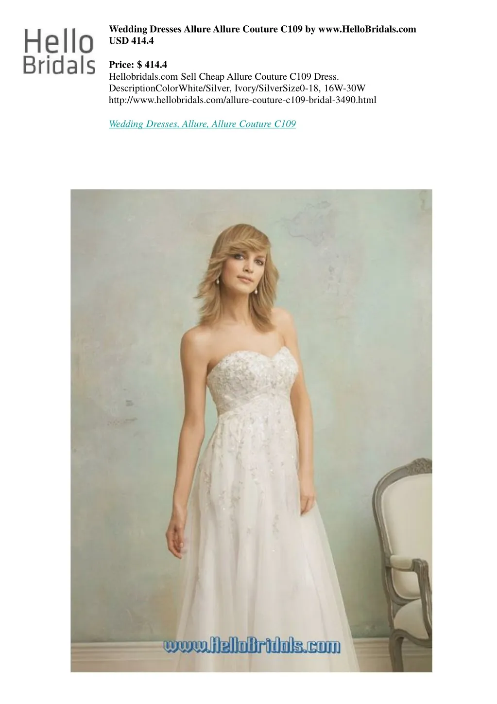 wedding dresses allure allure couture c109 n.