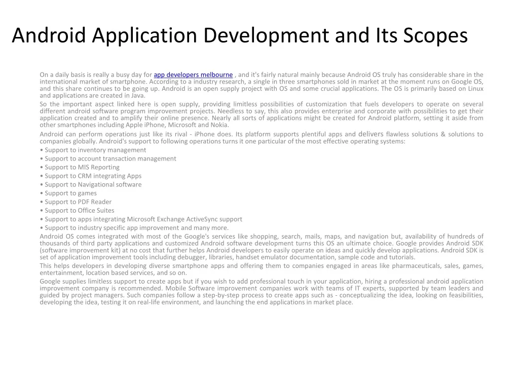android application development and its scopes n.