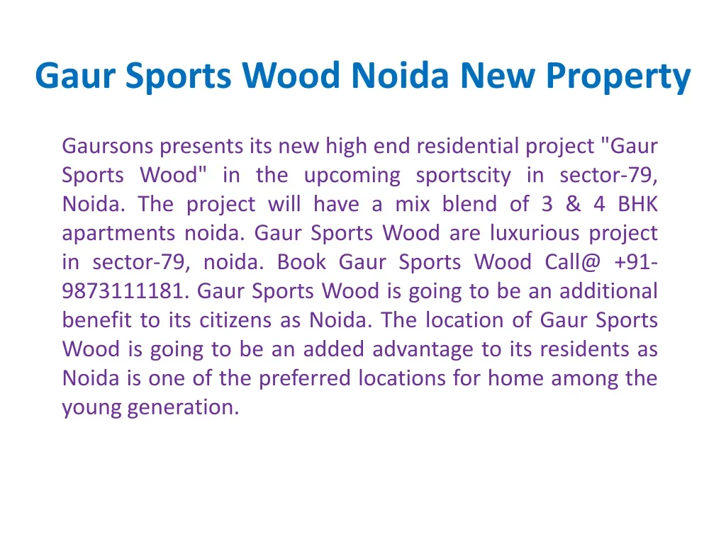 gaur sports wood noida new property n.