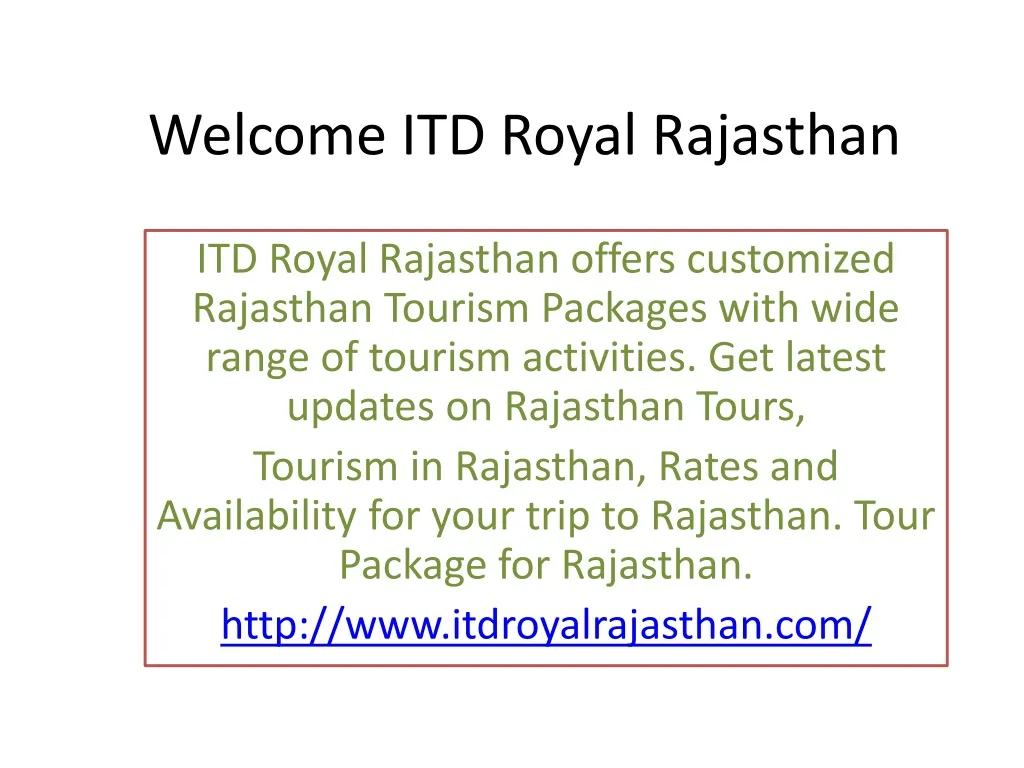 welcome itd royal rajasthan n.