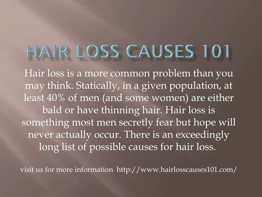 hair loss causes 101 n.