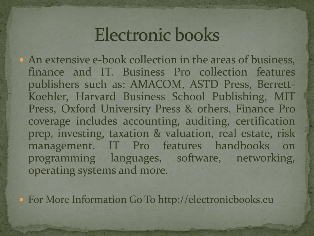 PPT Electronic books PowerPoint Presentation, free download ID1307350