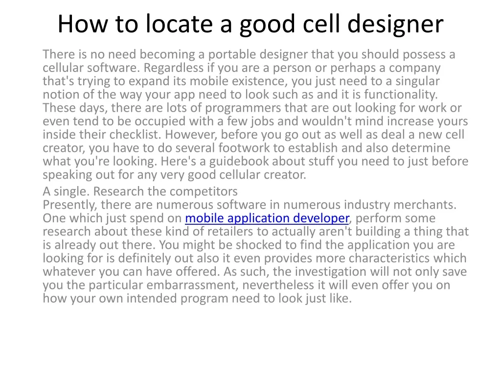 how to locate a good cell designer n.