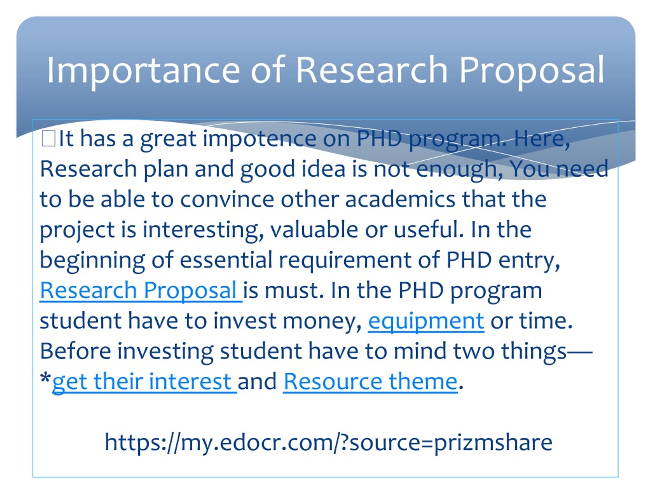 importance of research proposal in education pdf
