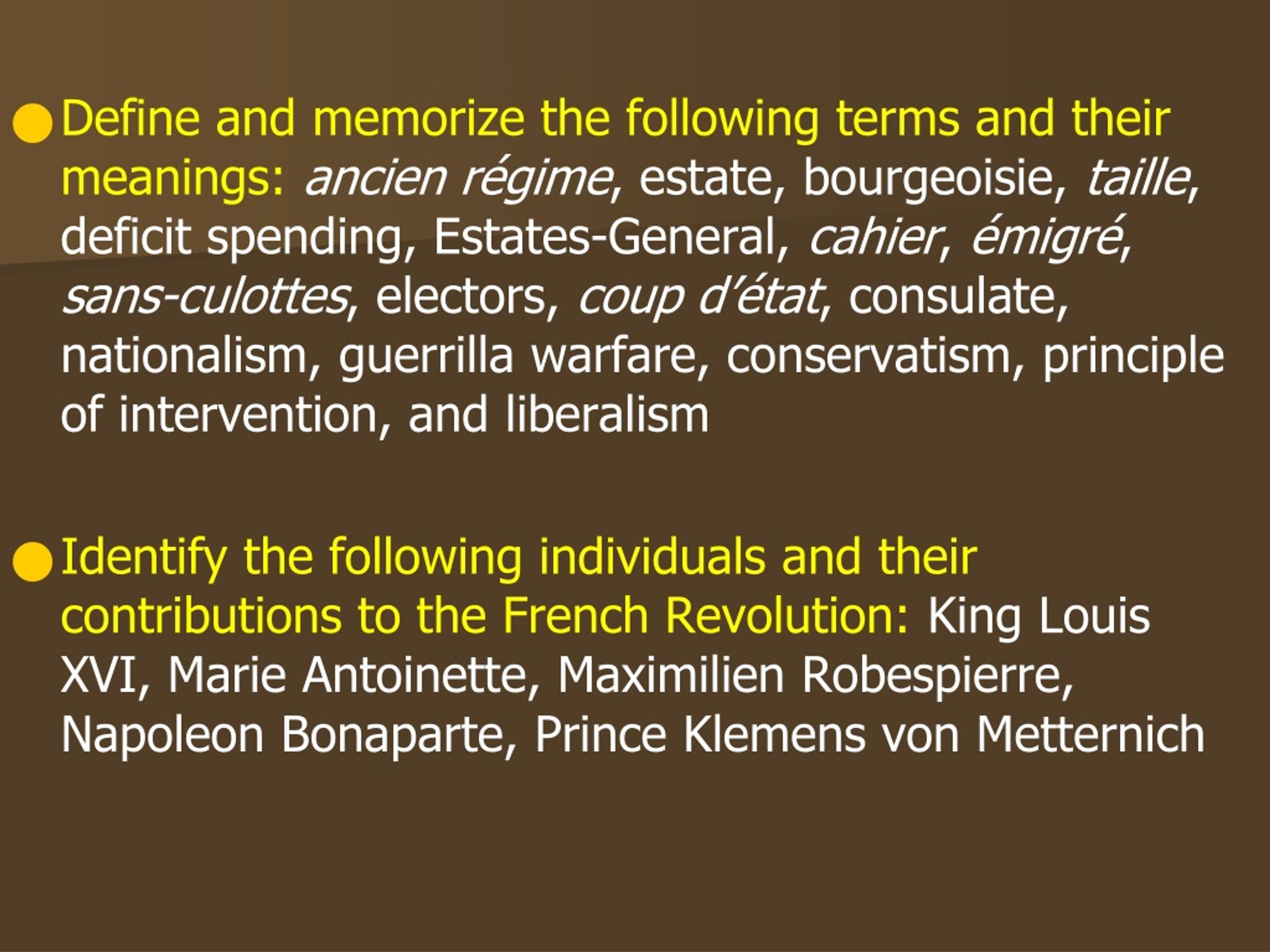 PPT - French Revolution- Study Questions PowerPoint Presentation, free download - ID:1318972