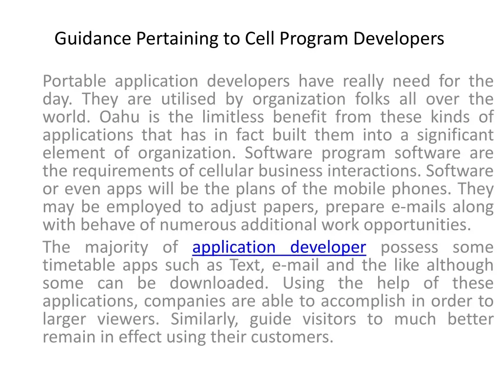 guidance pertaining to cell program developers n.