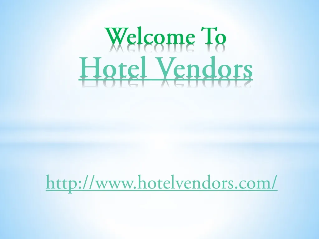 welcome to hotel vendors n.