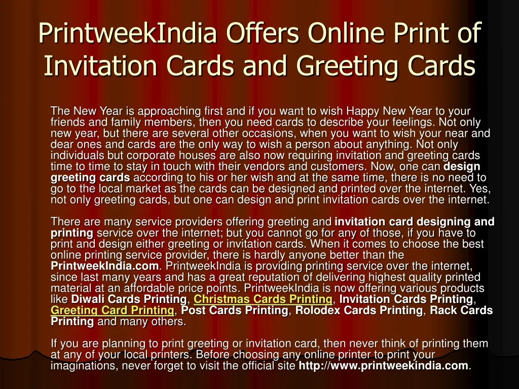 printweekindia offers online print of invitation cards and greeting cards n.