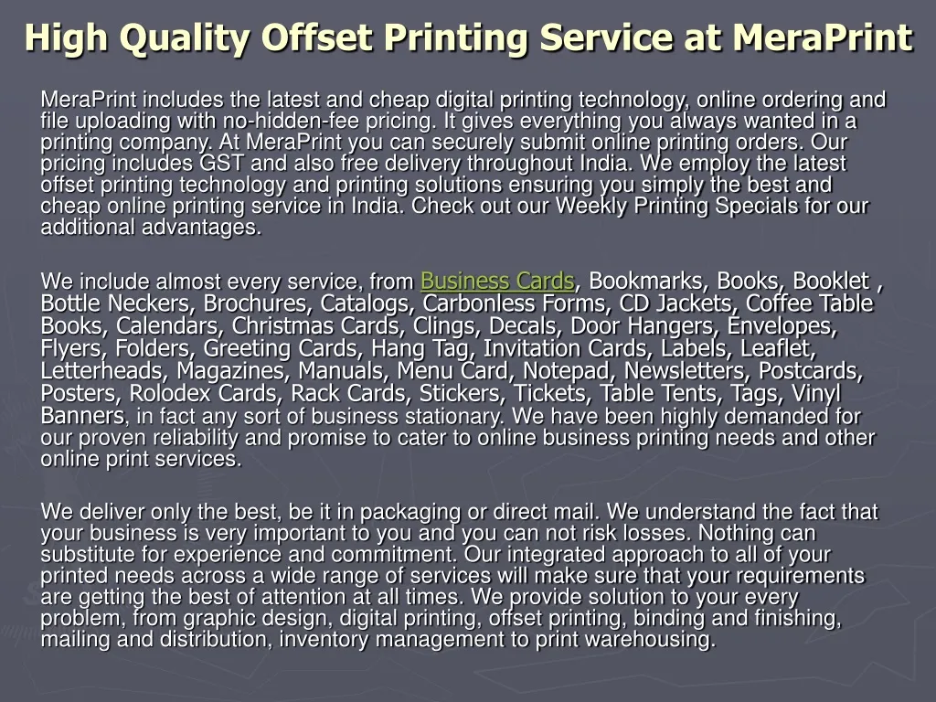 high quality offset printing service at meraprint n.