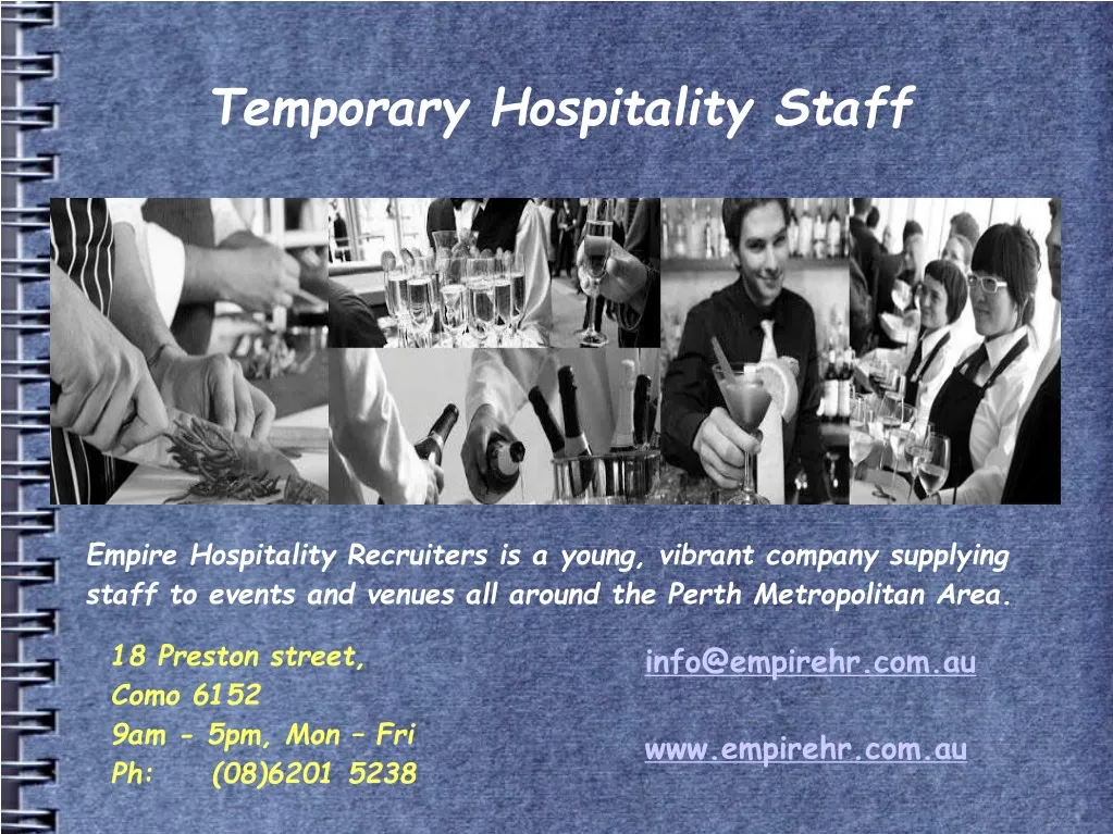 temporary hospitality staff n.
