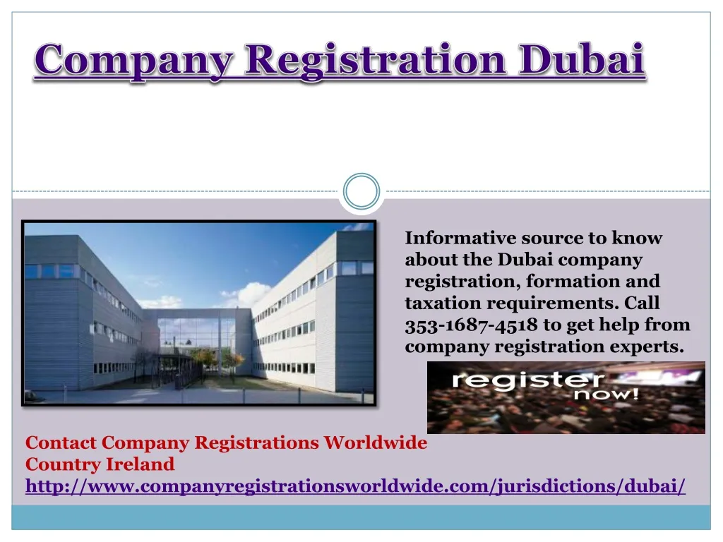 PPT Company Registration Dubai PowerPoint Presentation, free download