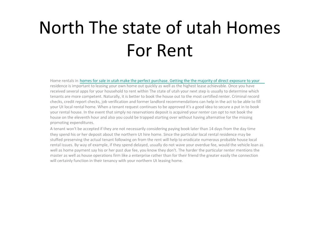PPT North The state of utah Homes For Rent PowerPoint Presentation