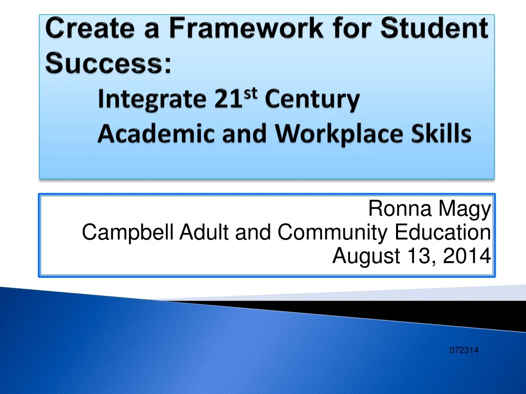 create a framework for student success integrate 21 st century academic and workplace skills n.