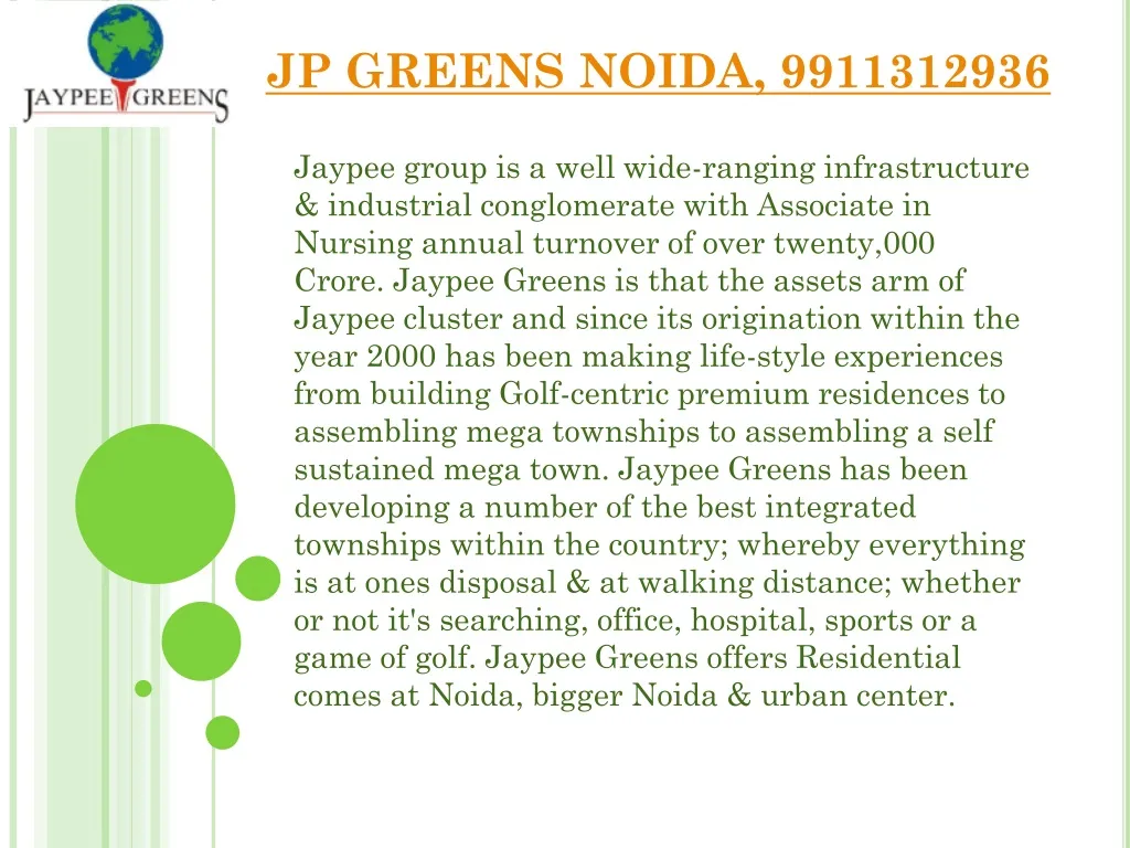 jp greens noida 9911312936 n.