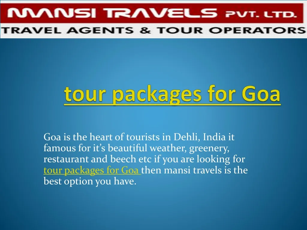 tour packages for goa n.