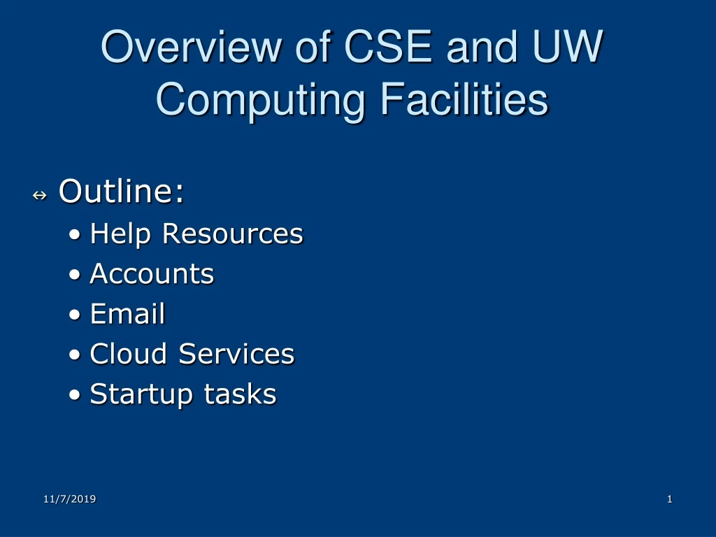 PPT - Overview of CSE and UW Computing Facilities PowerPoint