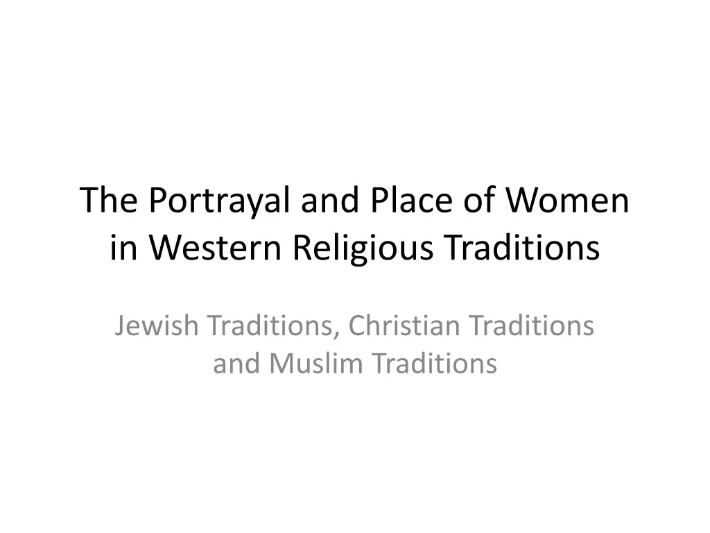 the portrayal and place of women in western religious traditions n.