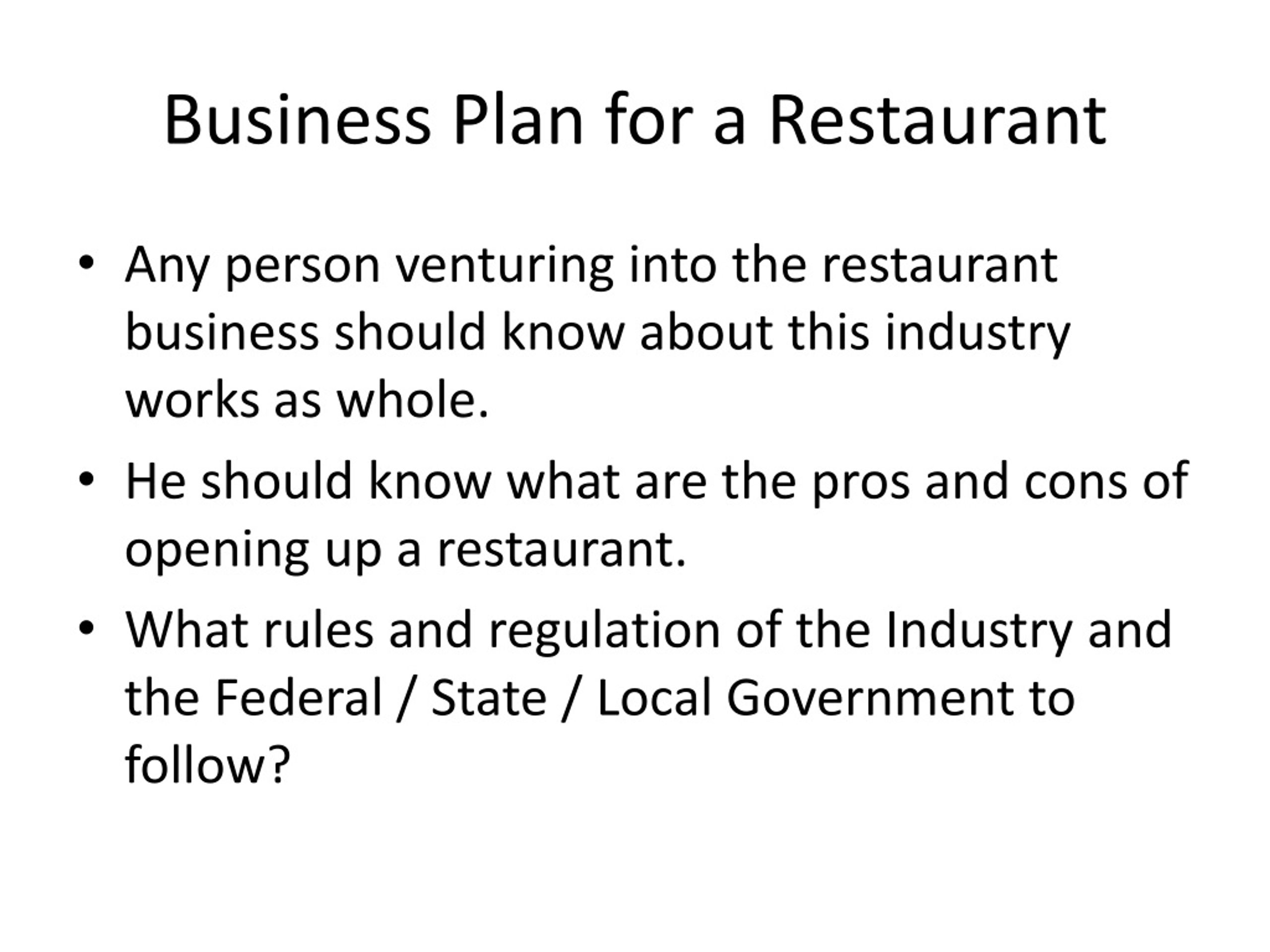 restaurant business plan in india ppt