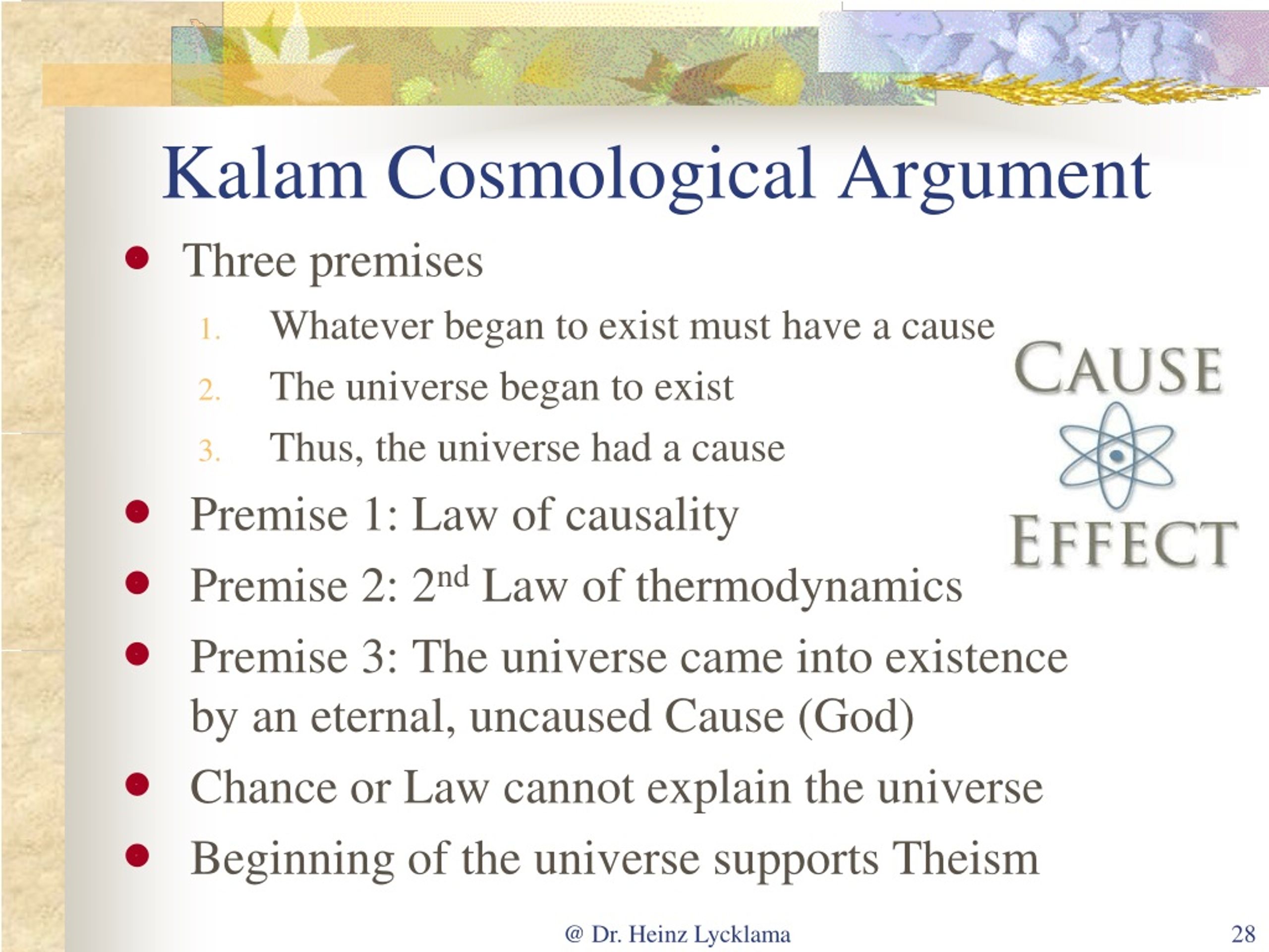 the kalam cosmological argument essay