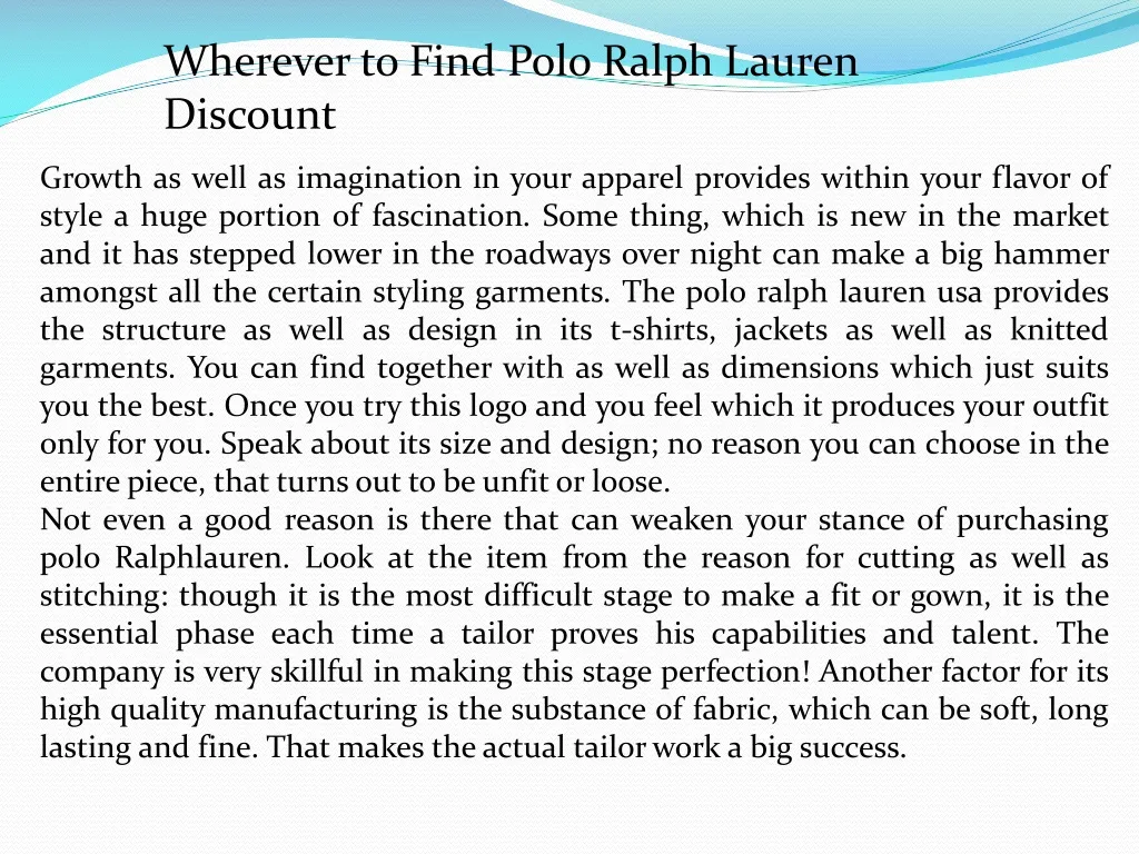 wherever to find polo ralph lauren discount n.