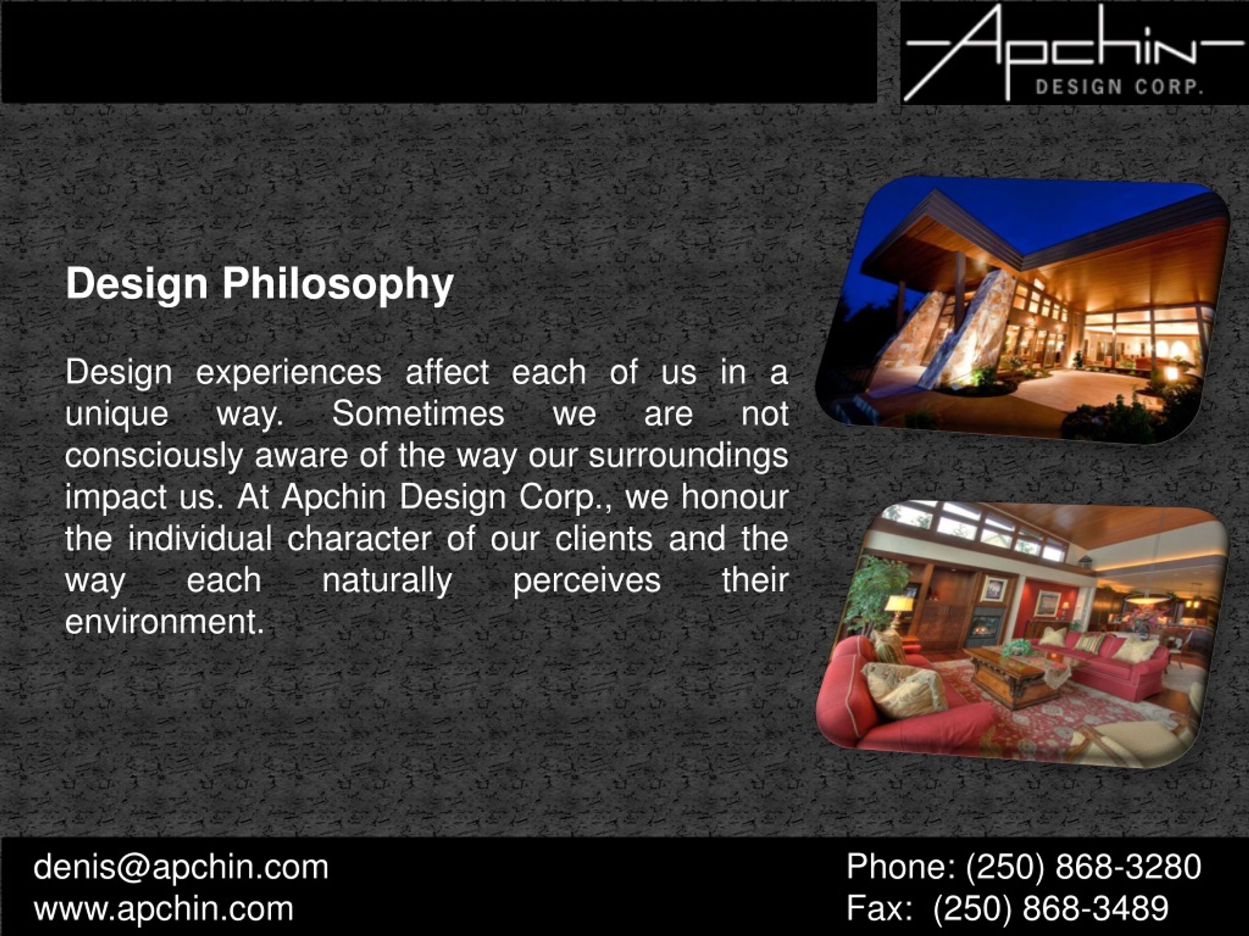 PPT Apchin Design Corp Design Philosophy PowerPoint Presentation