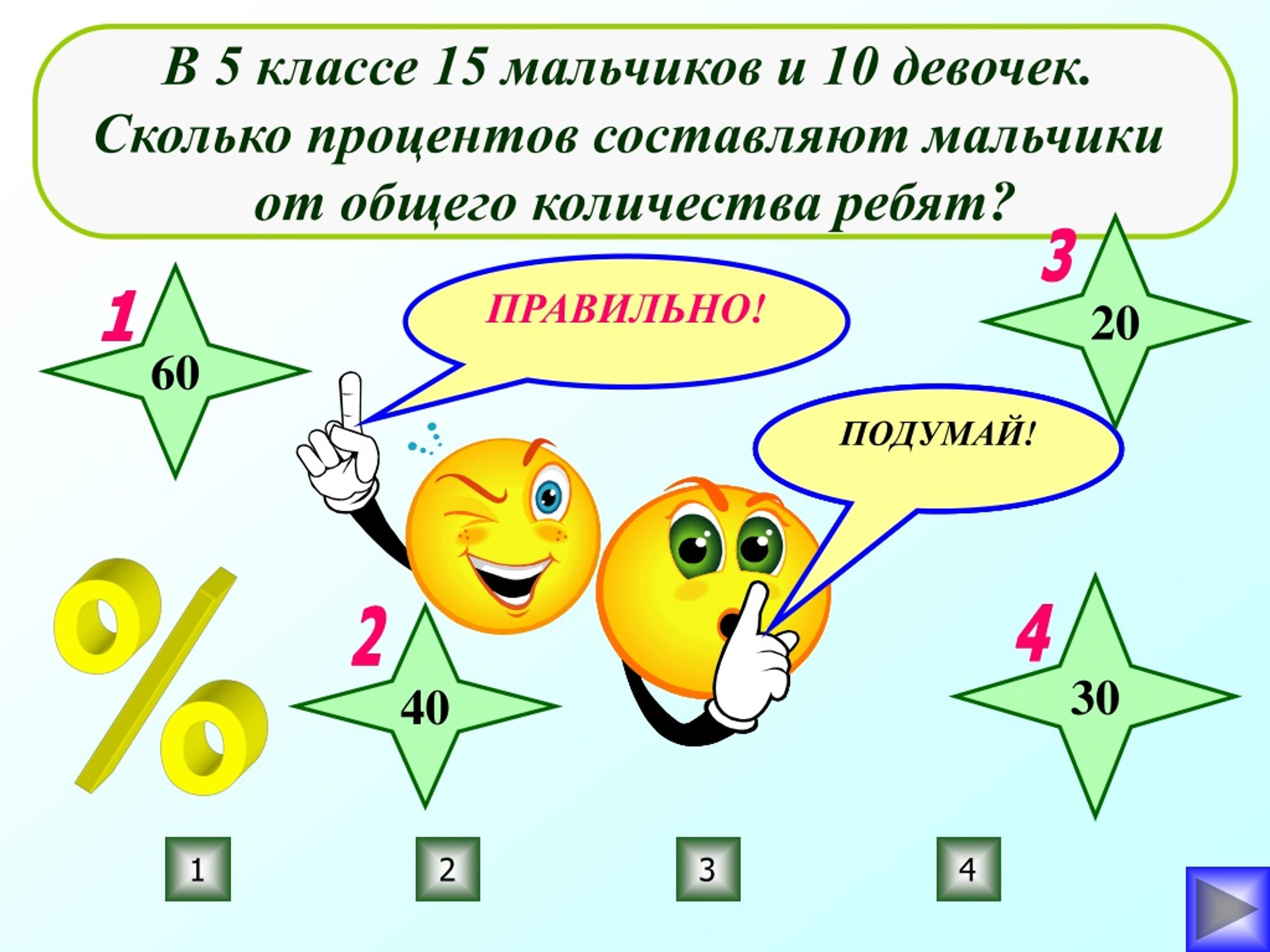 Василий выступает с презентацией на уроке и остановился на 5 слайде сколько процентов слайдов