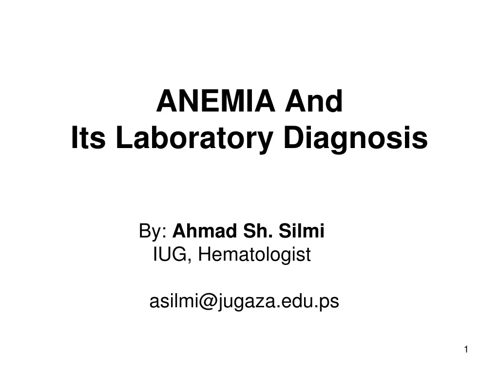 anemia and its laboratory diagnosis n.