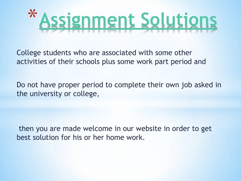 assignment solutions