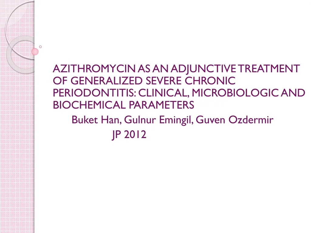 azithromycin as an adjunctive treatment n.