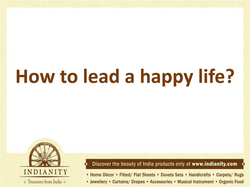 how to lead a happy life n.