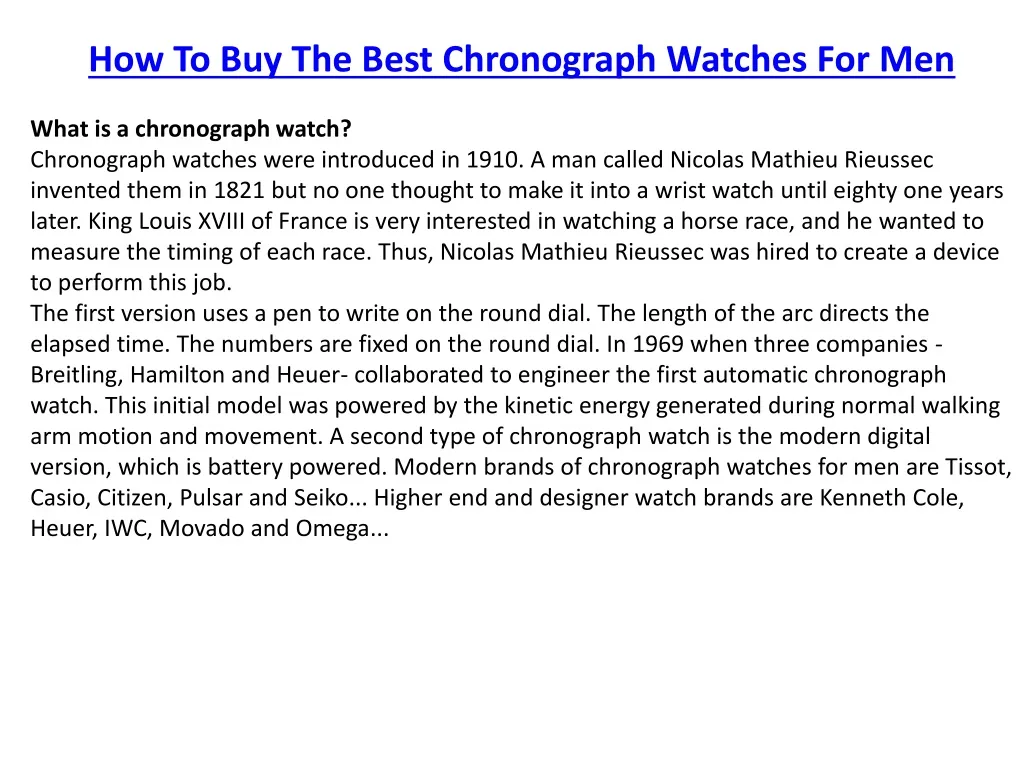 how to buy the best chronograph watches n.